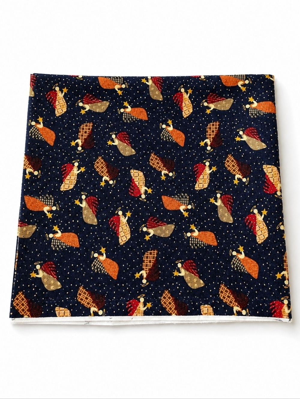 Vintage 1995 Country Christmas Navy Blue Angel Print Fabric 1+Yd Sewing Quilting